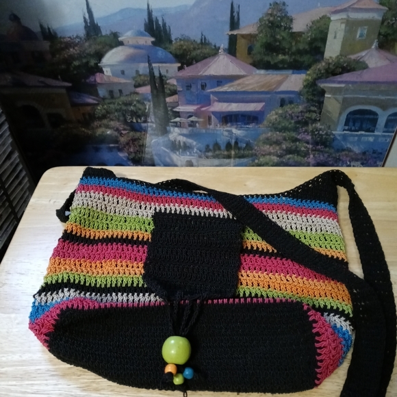 🚜🏩HANDMADE CROCHET BOHO BAG🥀🏡12"×10"x24" STRAP CROSSBODY. ♥️ - Picture 7 of 16